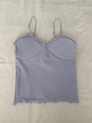 Popori Pastel Lace Ribbed Cap Bralette Sleeveless