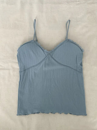 Popori Pastel Lace Ribbed Cap Bralette Sleeveless
