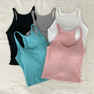 Venue Halterneck Ribbed Color Cap Bralette Sleeveless