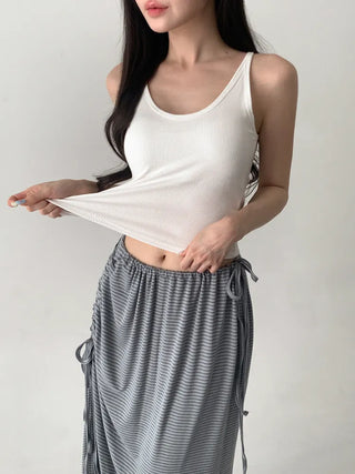 Venue Halterneck Ribbed Color Cap Bralette Sleeveless