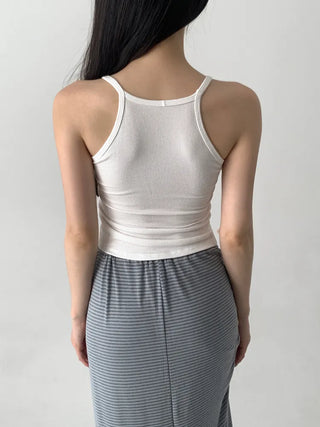 Venue Halterneck Ribbed Color Cap Bralette Sleeveless