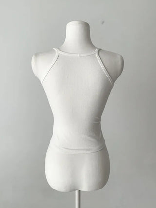 Venue Halterneck Ribbed Color Cap Bralette Sleeveless