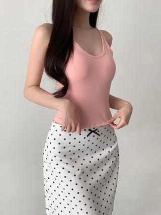 Venue Halterneck Ribbed Color Cap Bralette Sleeveless