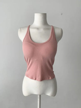 Venue Halterneck Ribbed Color Cap Bralette Sleeveless