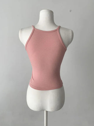 Venue Halterneck Ribbed Color Cap Bralette Sleeveless