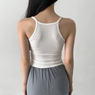 Venue Halterneck Ribbed Color Cap Bralette Sleeveless