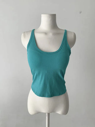Venue Halterneck Ribbed Color Cap Bralette Sleeveless