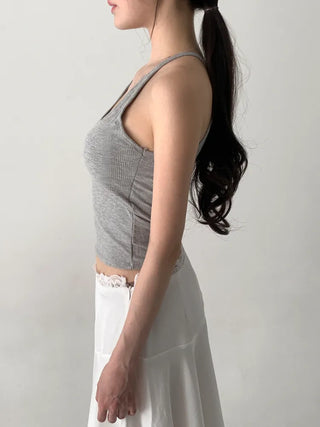 Venue Halterneck Ribbed Color Cap Bralette Sleeveless