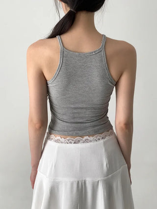 Venue Halterneck Ribbed Color Cap Bralette Sleeveless