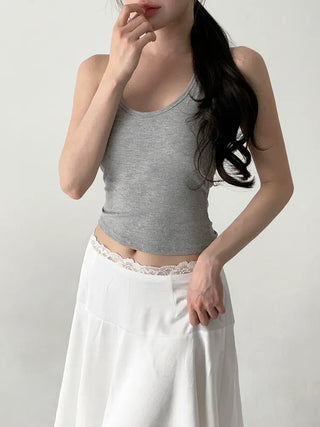Venue Halterneck Ribbed Color Cap Bralette Sleeveless