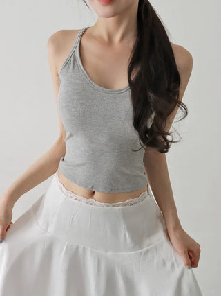 Venue Halterneck Ribbed Color Cap Bralette Sleeveless
