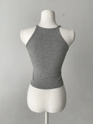 Venue Halterneck Ribbed Color Cap Bralette Sleeveless