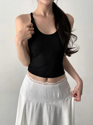 Venue Halterneck Ribbed Color Cap Bralette Sleeveless