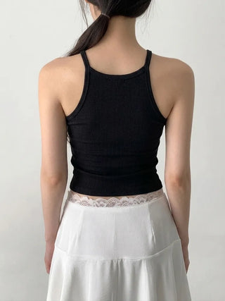 Venue Halterneck Ribbed Color Cap Bralette Sleeveless