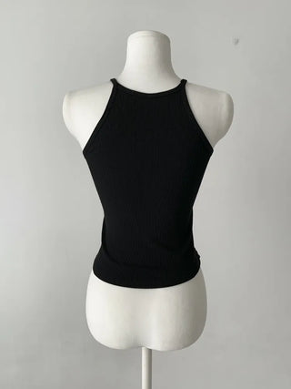 Venue Halterneck Ribbed Color Cap Bralette Sleeveless