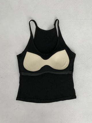 Venue Halterneck Ribbed Color Cap Bralette Sleeveless