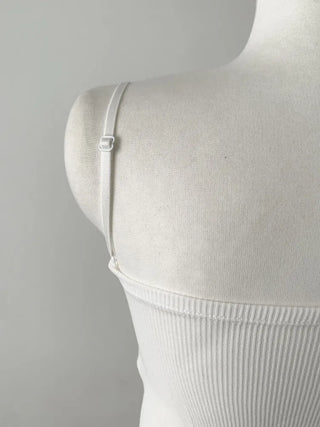 Supi Lace Ribbed V-Neck Cap Bralette Sleeveless