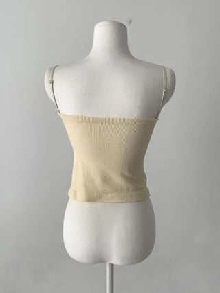 Supi Lace Ribbed V-Neck Cap Bralette Sleeveless