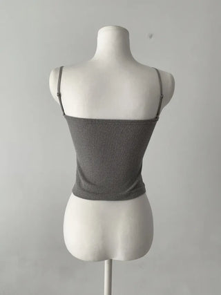 Supi Lace Ribbed V-Neck Cap Bralette Sleeveless