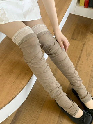 Color Block Shirred Contrast Long Leg Warmers