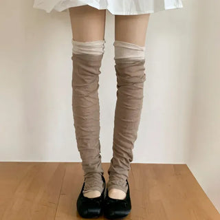 Color Block Shirred Contrast Long Leg Warmers