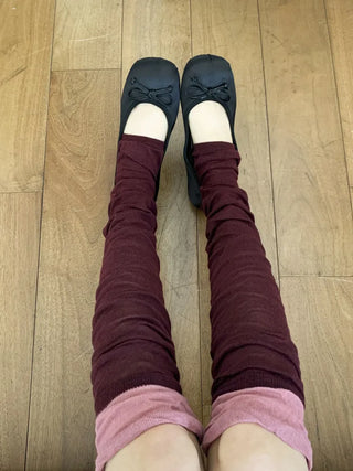 Color Block Shirred Contrast Long Leg Warmers