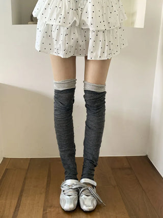 Color Block Shirred Contrast Long Leg Warmers