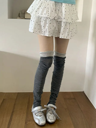 Color Block Shirred Contrast Long Leg Warmers