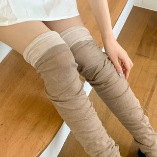 Color Block Shirred Contrast Long Leg Warmers