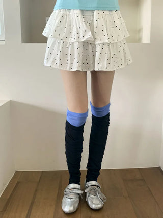 Color Block Shirred Contrast Long Leg Warmers