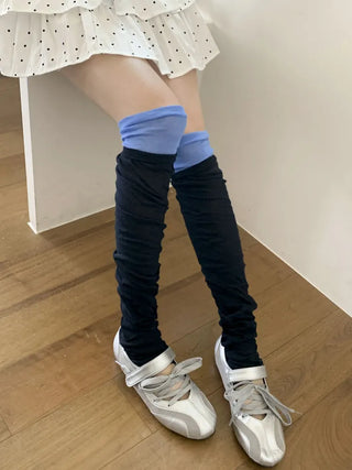 Color Block Shirred Contrast Long Leg Warmers