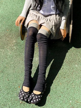 Color Block Shirred Contrast Long Leg Warmers