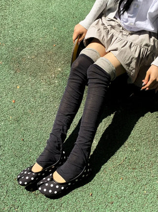 Color Block Shirred Contrast Long Leg Warmers