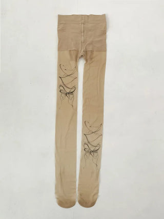 Art Line Asymmetrical Ribbon Tattoo-Shaped Pantyhose