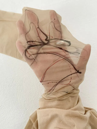 Art Line Asymmetrical Ribbon Tattoo-Shaped Pantyhose