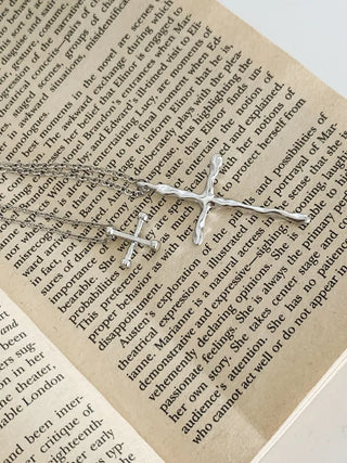 Double Cross Layered Chain Long Necklace