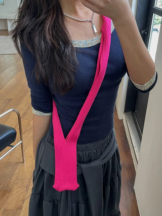 Simo Ribbed Color Mini Phone Crossbody Knit Bag