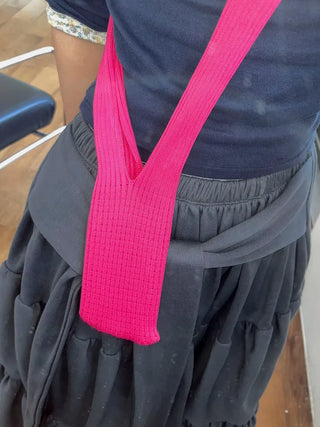 Simo Ribbed Color Mini Phone Crossbody Knit Bag