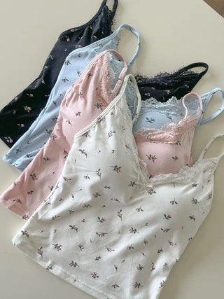 Rielf Flower Lace Crop Cap Bralette Sleeveless