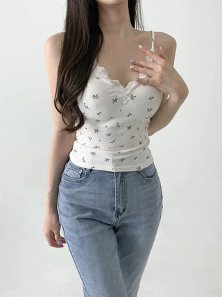 Rielf Flower Lace Crop Cap Bralette Sleeveless