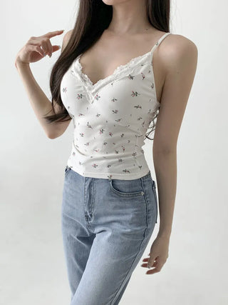 Rielf Flower Lace Crop Cap Bralette Sleeveless