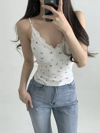 Rielf Flower Lace Crop Cap Bralette Sleeveless