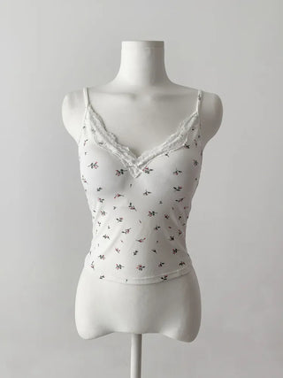 Rielf Flower Lace Crop Cap Bralette Sleeveless