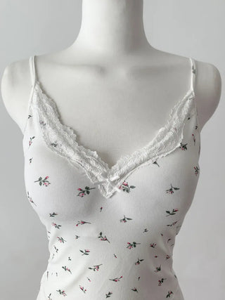 Rielf Flower Lace Crop Cap Bralette Sleeveless