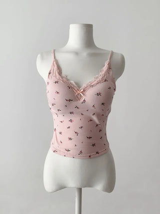Rielf Flower Lace Crop Cap Bralette Sleeveless