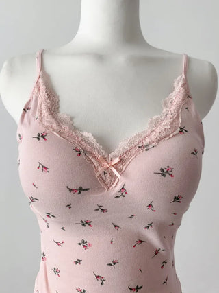 Rielf Flower Lace Crop Cap Bralette Sleeveless