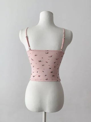 Rielf Flower Lace Crop Cap Bralette Sleeveless