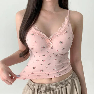 Rielf Flower Lace Crop Cap Bralette Sleeveless