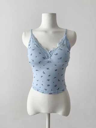 Rielf Flower Lace Crop Cap Bralette Sleeveless