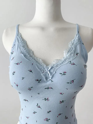 Rielf Flower Lace Crop Cap Bralette Sleeveless